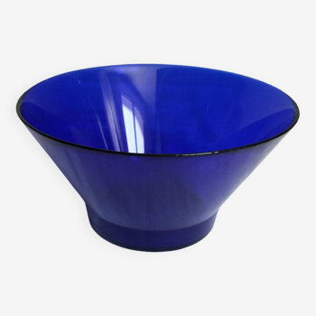 Blue glass salad bowl