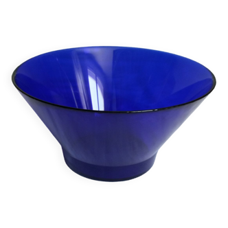 Blue glass salad bowl