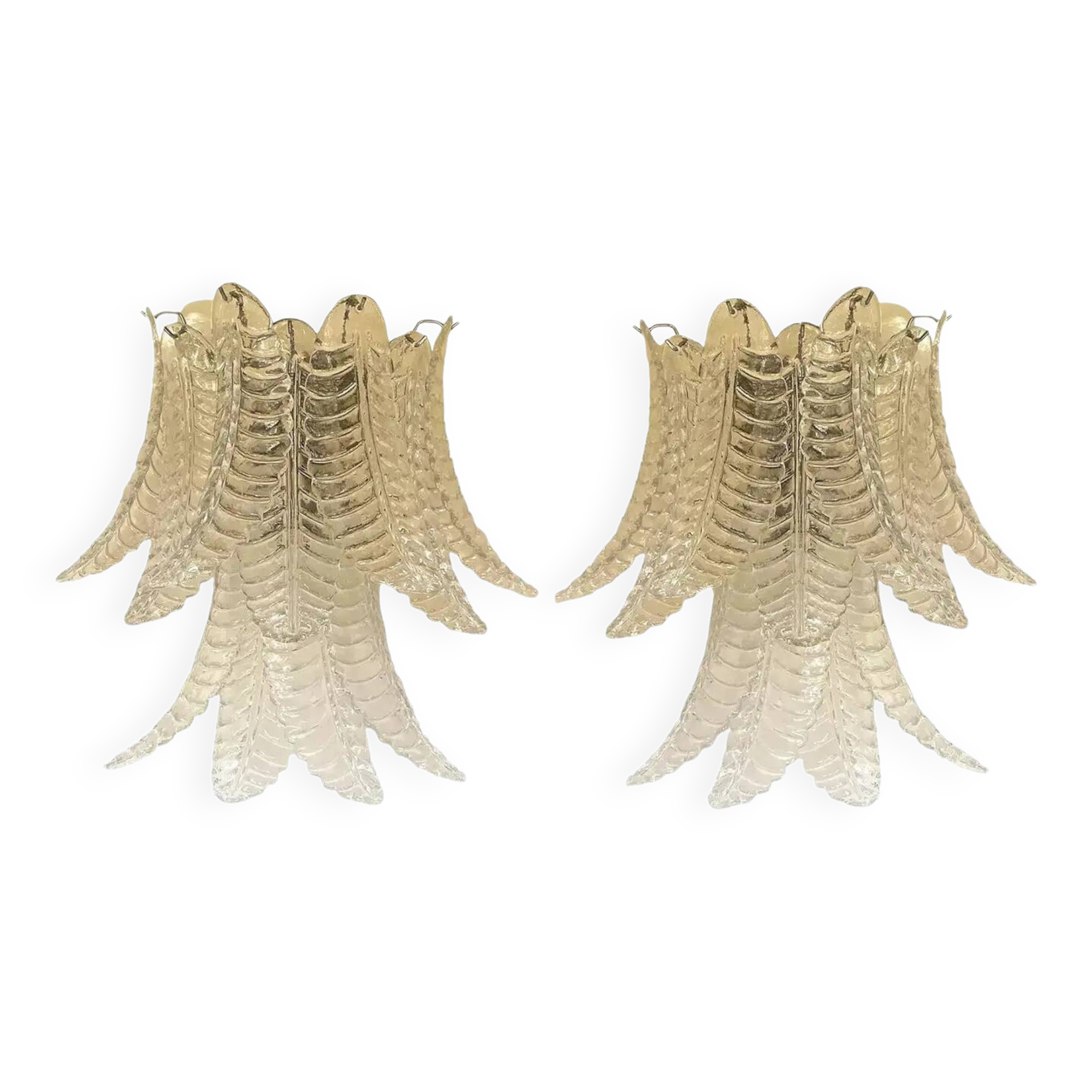 Transparent “Felci” Murano Glass Sconces – A Pair