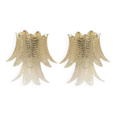 Transparent “Felci” Murano Glass Sconces – A Pair