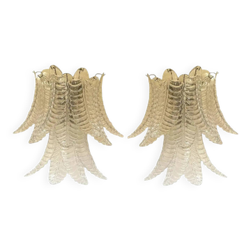 Transparent “Felci” Murano Glass Sconces – A Pair