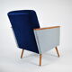 Vintage armchair 60s, DDR, renovation, velvet, houndstooth, blue