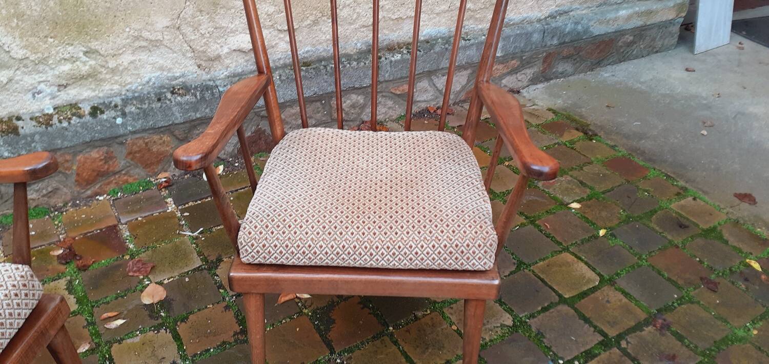 Pair of vintage fan armchairs from the 60s, Baumann edition.