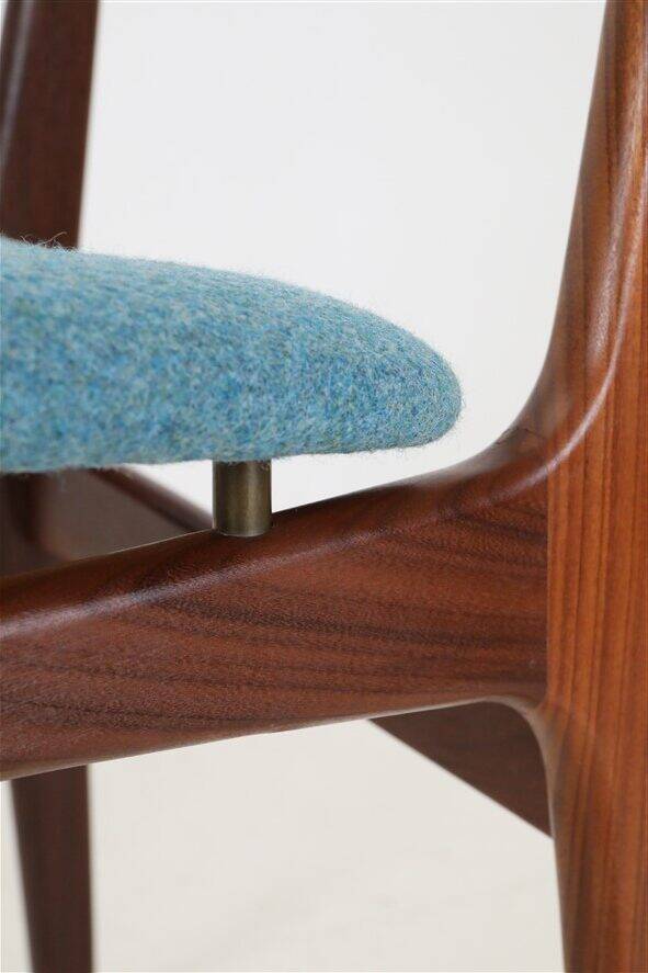 Set of 4 reupholstered Danish teak chairs, 1960s