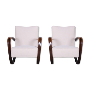 Paire de fauteuils Halabala blancs fabriqués en Tchéquie des années 1930 par Up Zavody