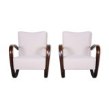 Pair of white Halabala armchairs madein 1930s Czechia by Up Zavody