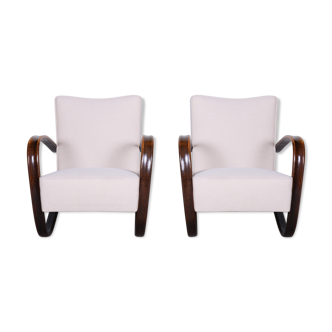 Pair of white Halabala armchairs madein 1930s Czechia by Up Zavody