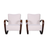 Paire de fauteuils Halabala blancs fabriqués en Tchéquie des années 1930 par Up Zavody