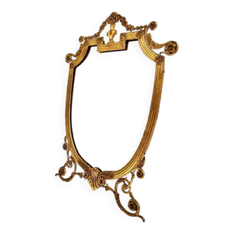 Miroir de table Art Déco en laiton, Italie 1920