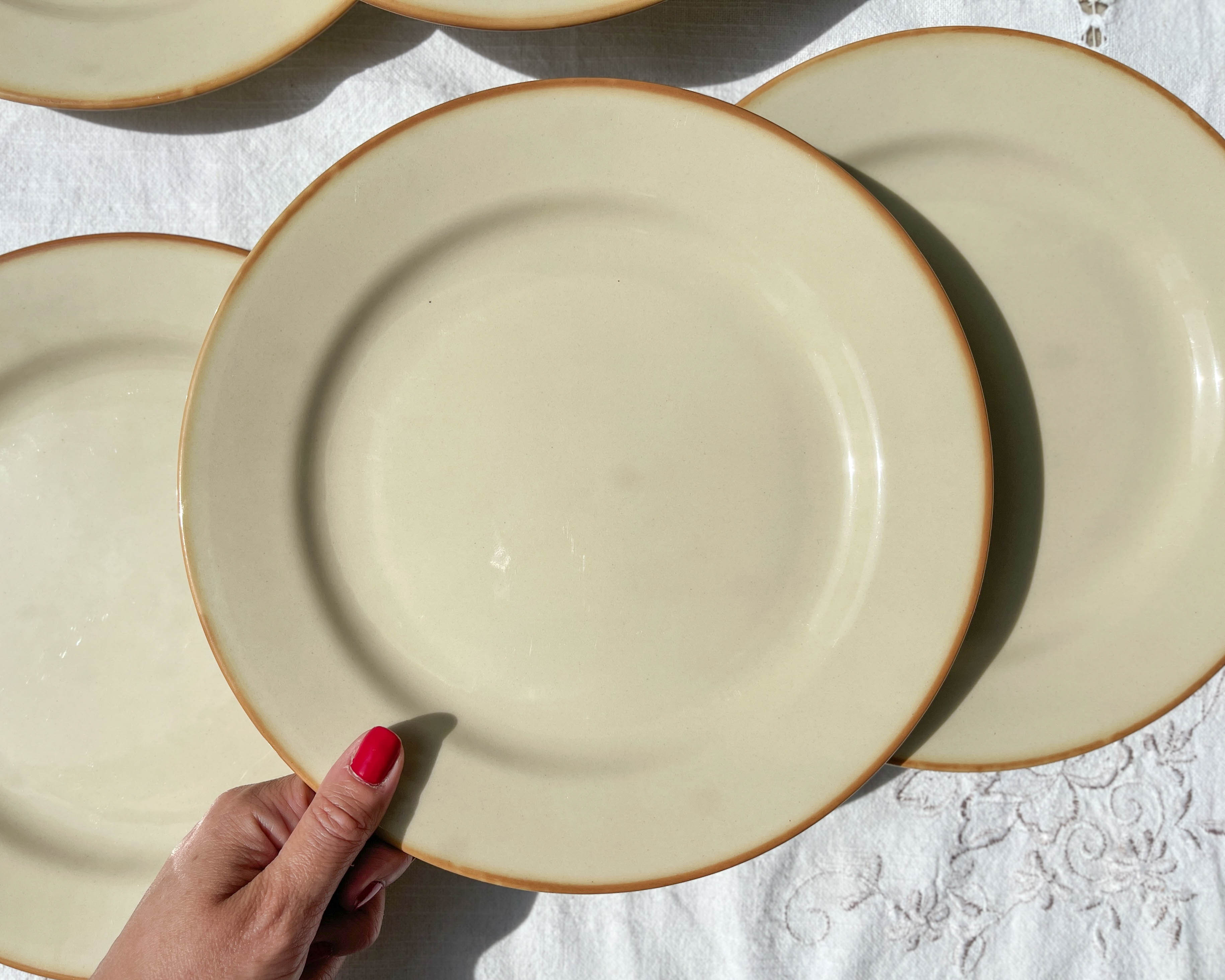 6 Flat plates in beige sandstone Tulowice Poland 1970