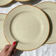 6 assiettes plates en grès beige Tulowice Poland 1970