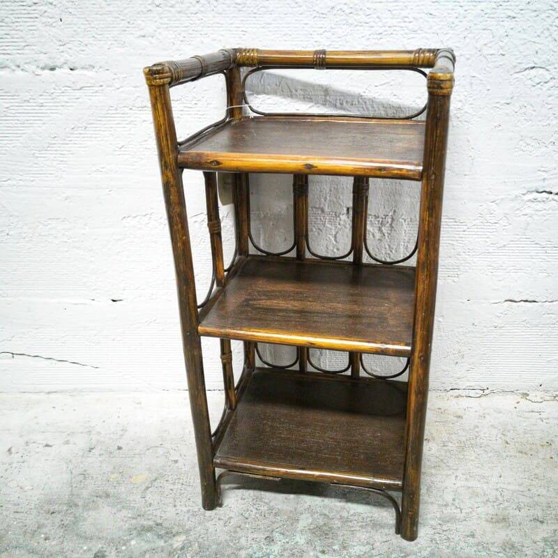 Small rattan and wood shelf