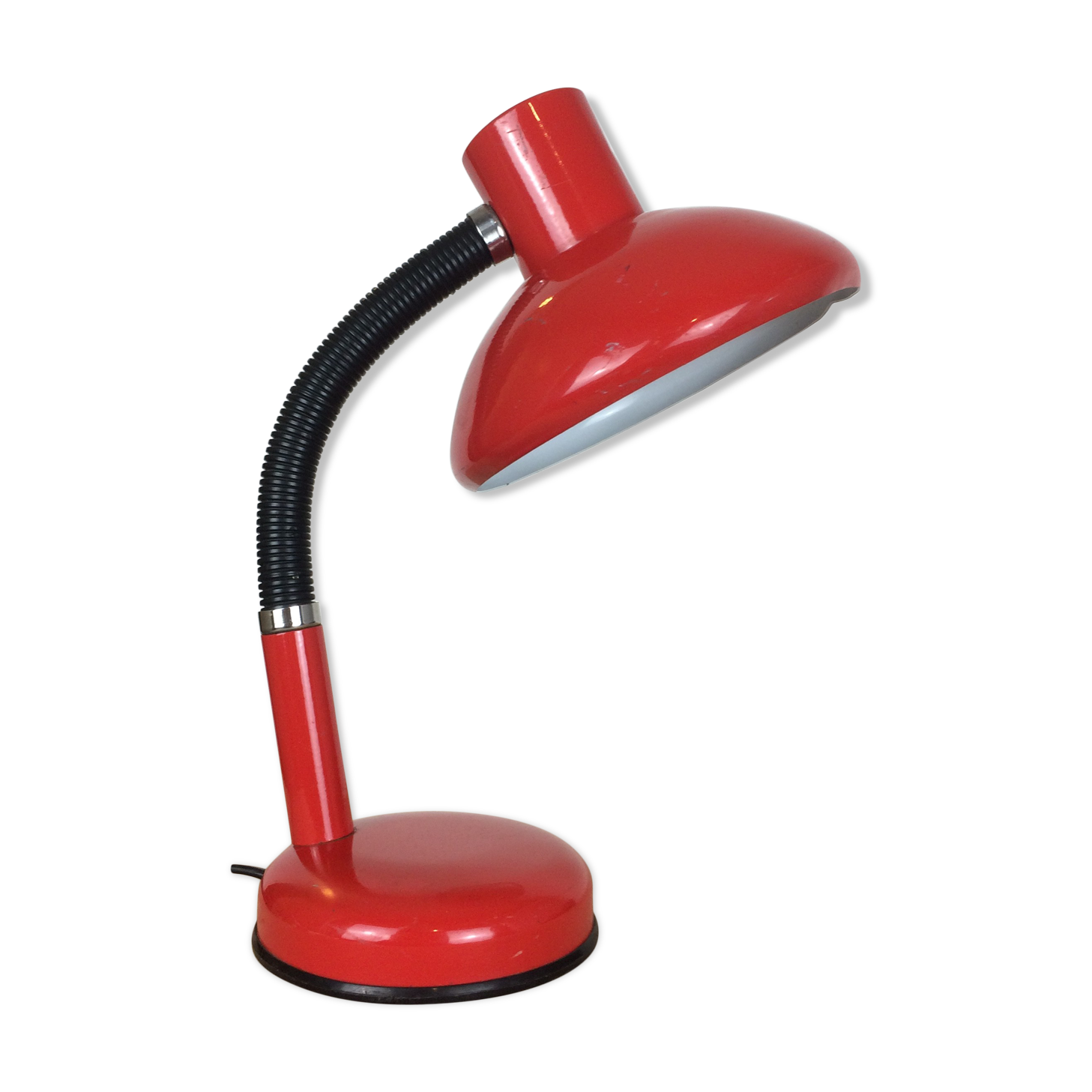 Lampe de bureau vintage en métal rouge