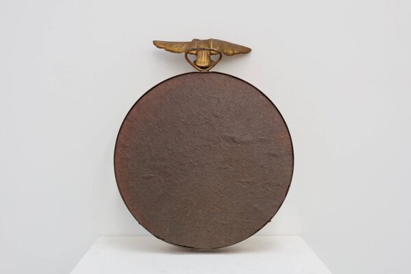 Petit miroir convexe décoratif doré de style Empire avec aigle, France