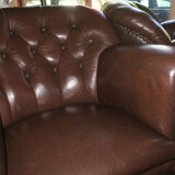 Vintage Dark Brown Leather Club Chair
