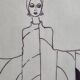 Fashion sketch, original drawing, monogrammed by Jean Eden, 30 x 40 cm