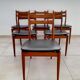 Suite of 6 chairs in beech and black skai