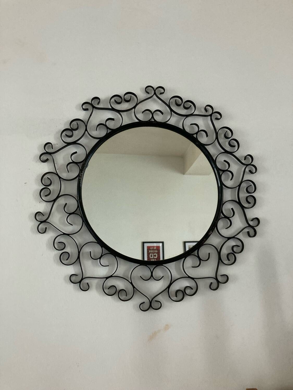 Large vintage black metal mirror Chaty Vallauris