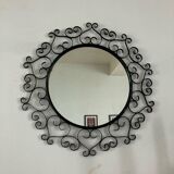 Large vintage black metal mirror Chaty Vallauris