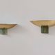 Pair of vintage brass and glass wall lights, France 1970.