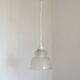 Vintage French pendant ceiling light in white glass decorated with flowers 4722