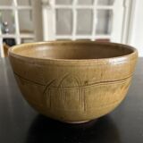 Stoneware salad bowl signed jg