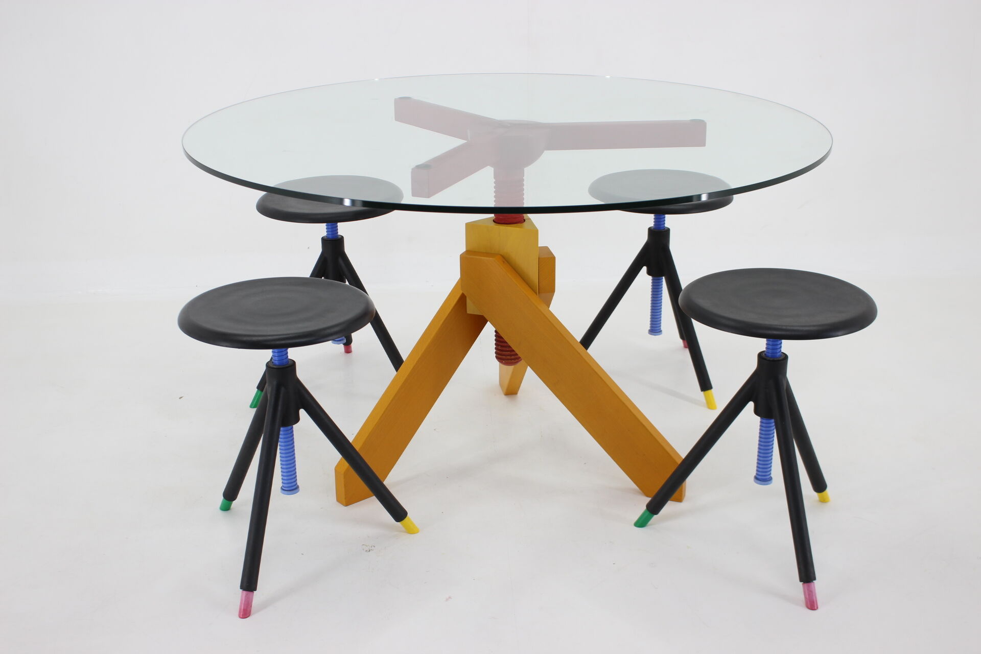 1980s Raul Barbieri Table and Stools for Rexite ,Italy