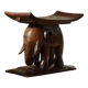 African elephant stool in carved wood, mid-century in Wabi Sabi style, 1940s.