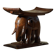 African elephant stool in carved wood, mid-century in Wabi Sabi style, 1940s.