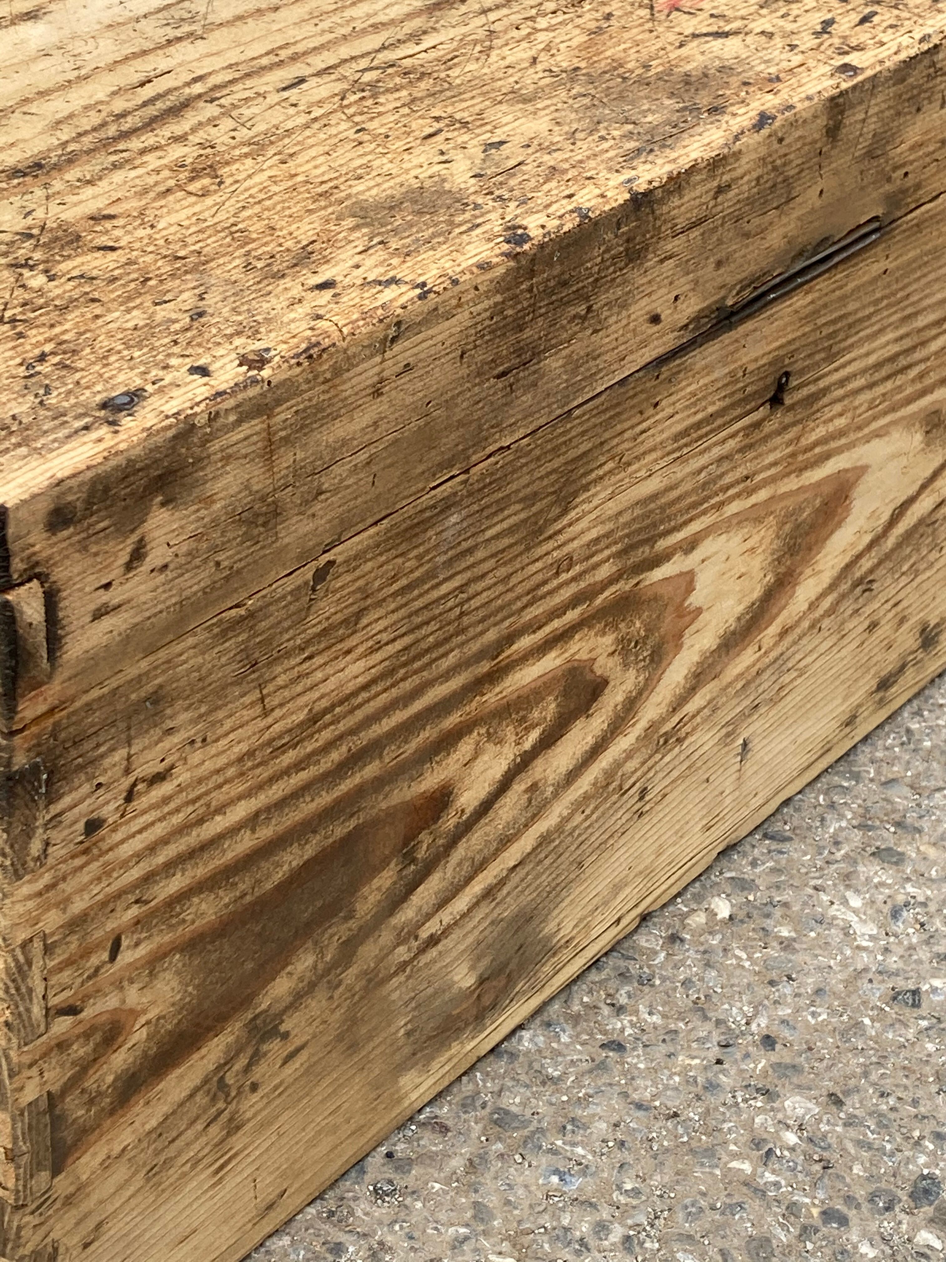 Sanded wooden trunk
