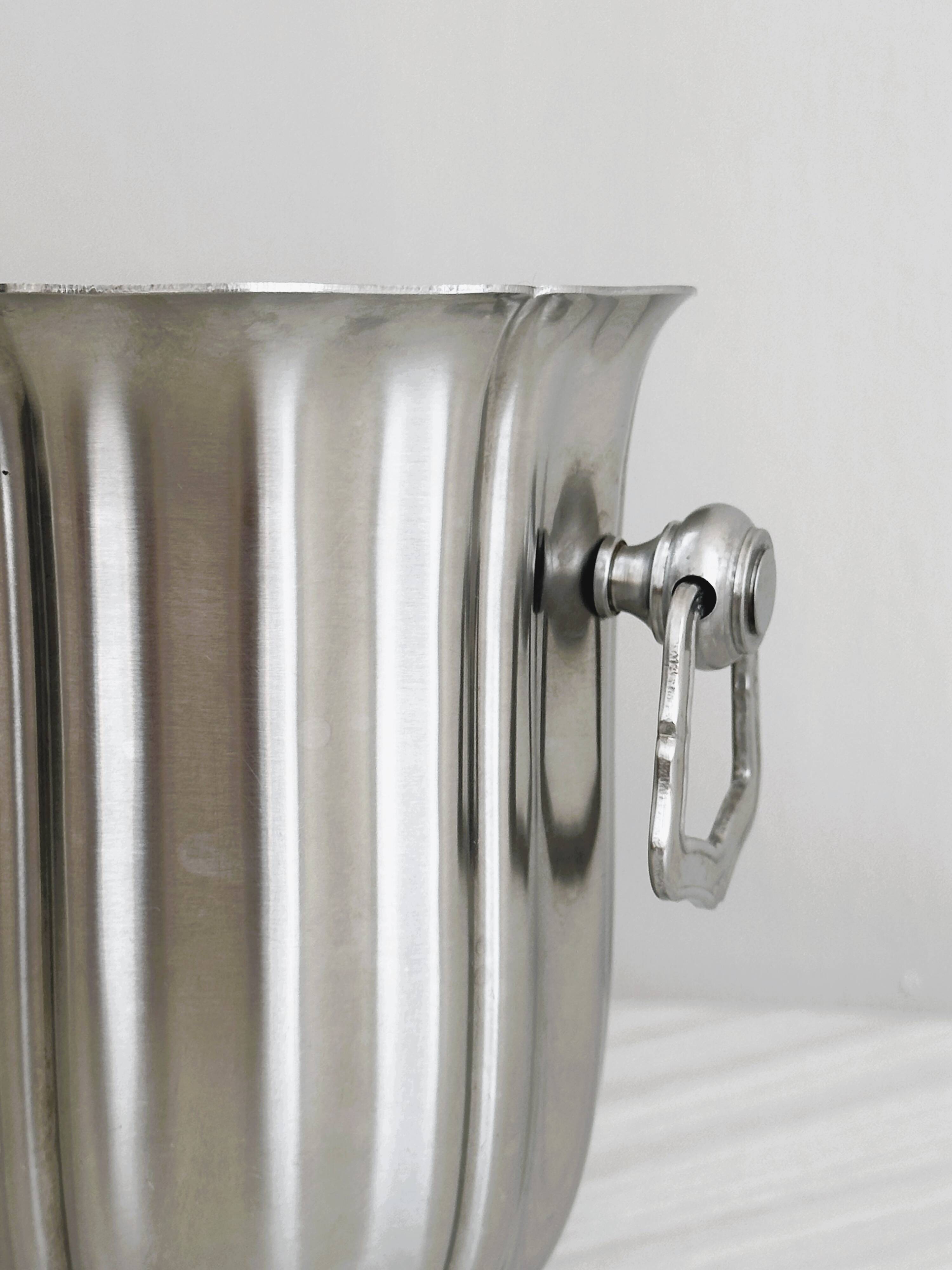 Small shiny stainless steel ice bucket