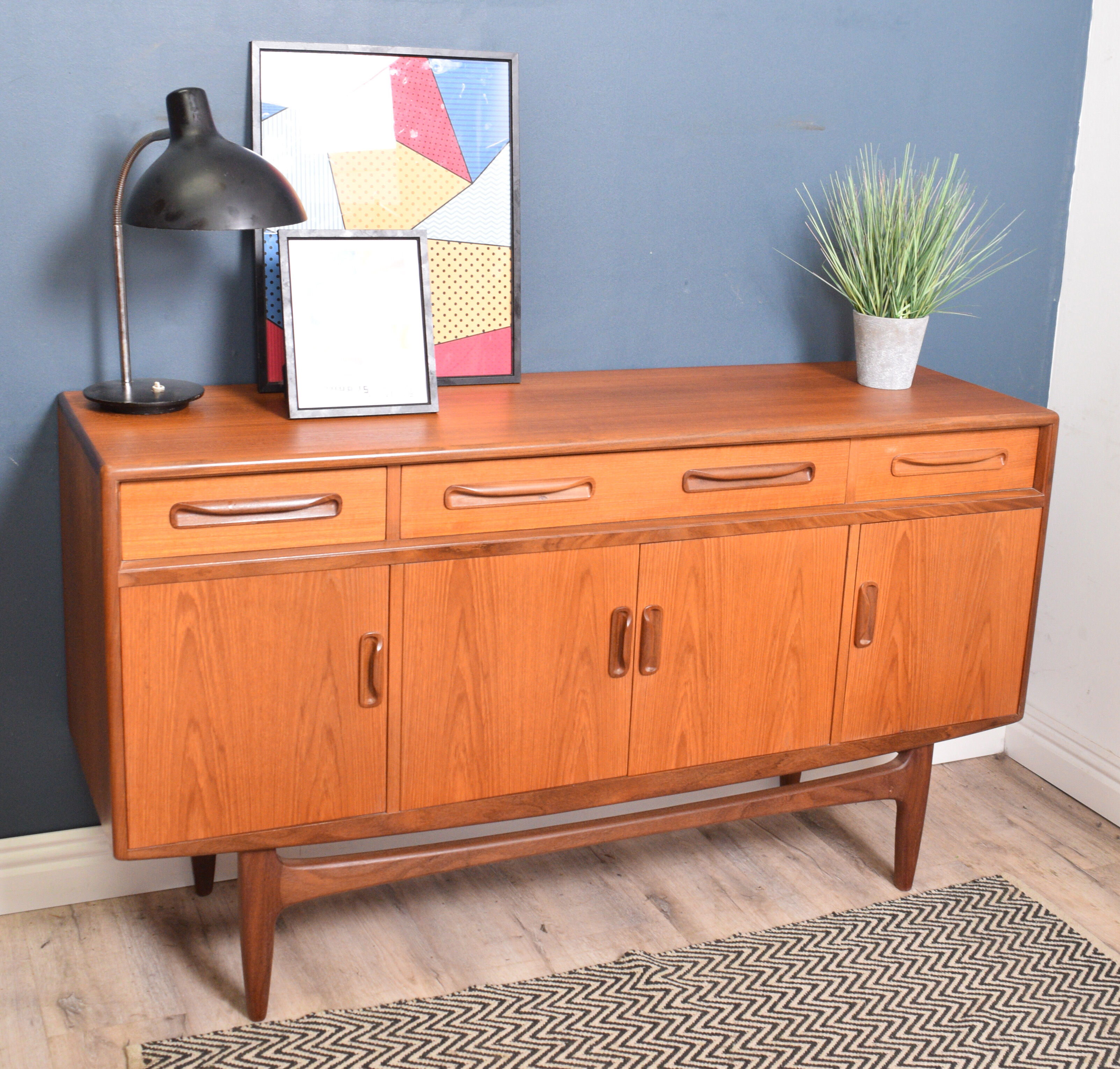 Restored Teak 1960s G Plan Fresco Short Teak Sideboard By Viktor Wilkins