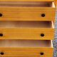 Vintage chest of drawers from the 50s in blond and gold beech 3 drawers feet compass