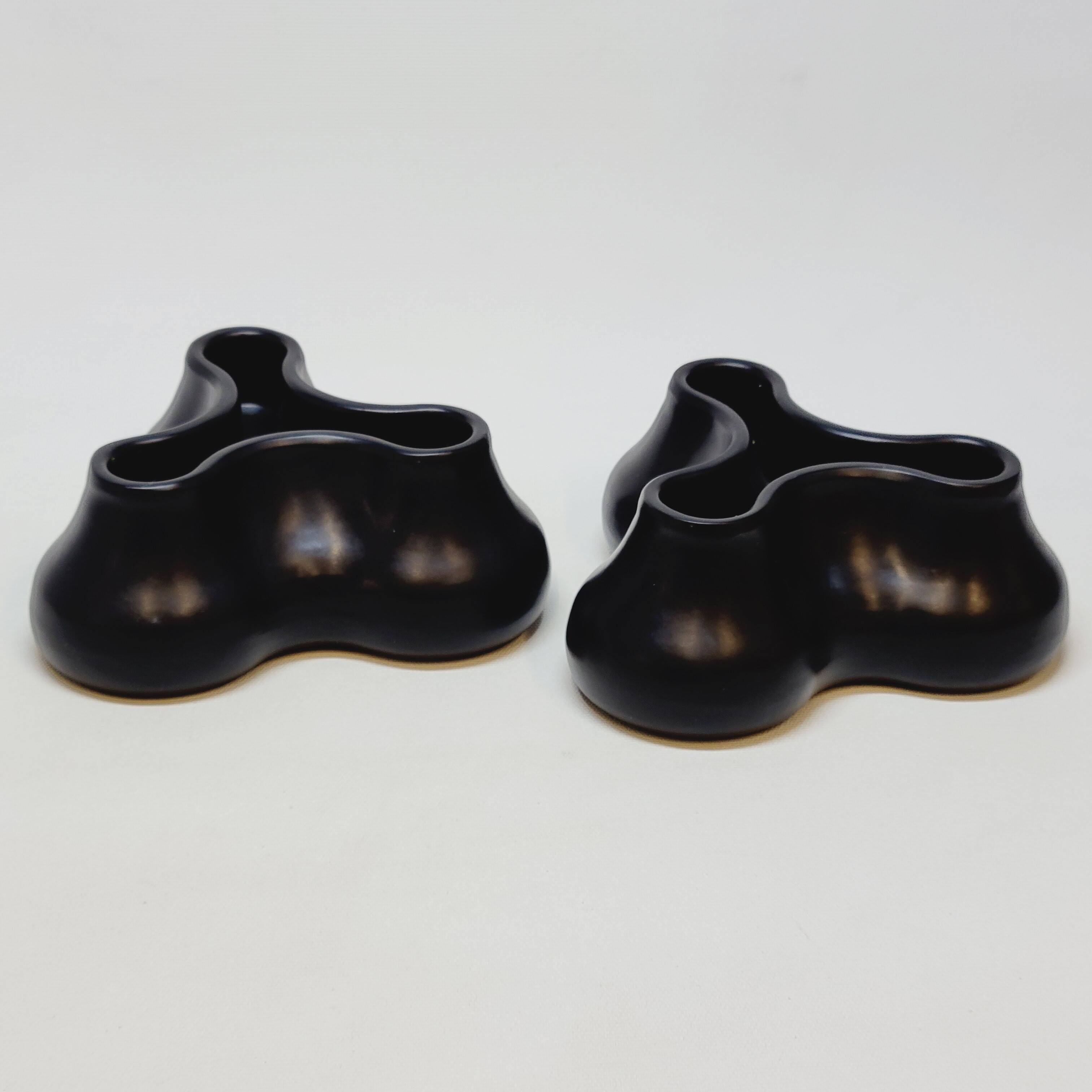 2 Black Candle Holders for 3 Candles Designed by Chris Martin