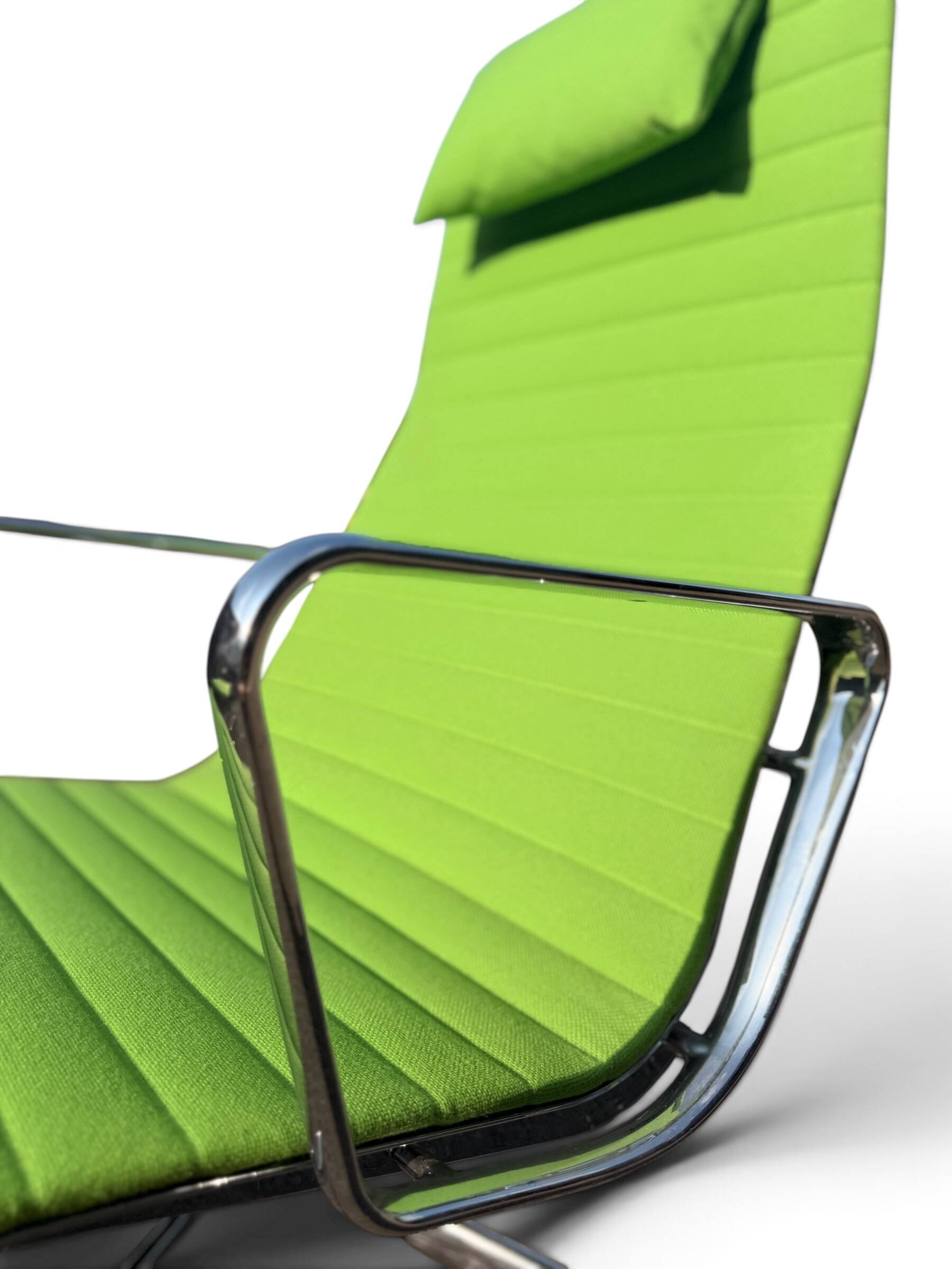 Eames EA 124 Armchair & EA 125 Ottoman for Vitra - Green Fabric