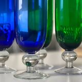 6 glasses on colored stems