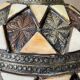 Vintage handcrafted lamp, pottery and silver-plated metal