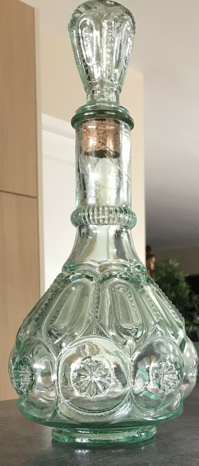 Bottle vial bottle vintage structured green glass molded cork cork