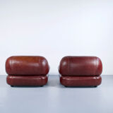 Pair of Sapporo leather armchairs from the 1970s, by Mobil Girgi.
