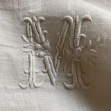 6 towels XIXth s linen and damask silk A M