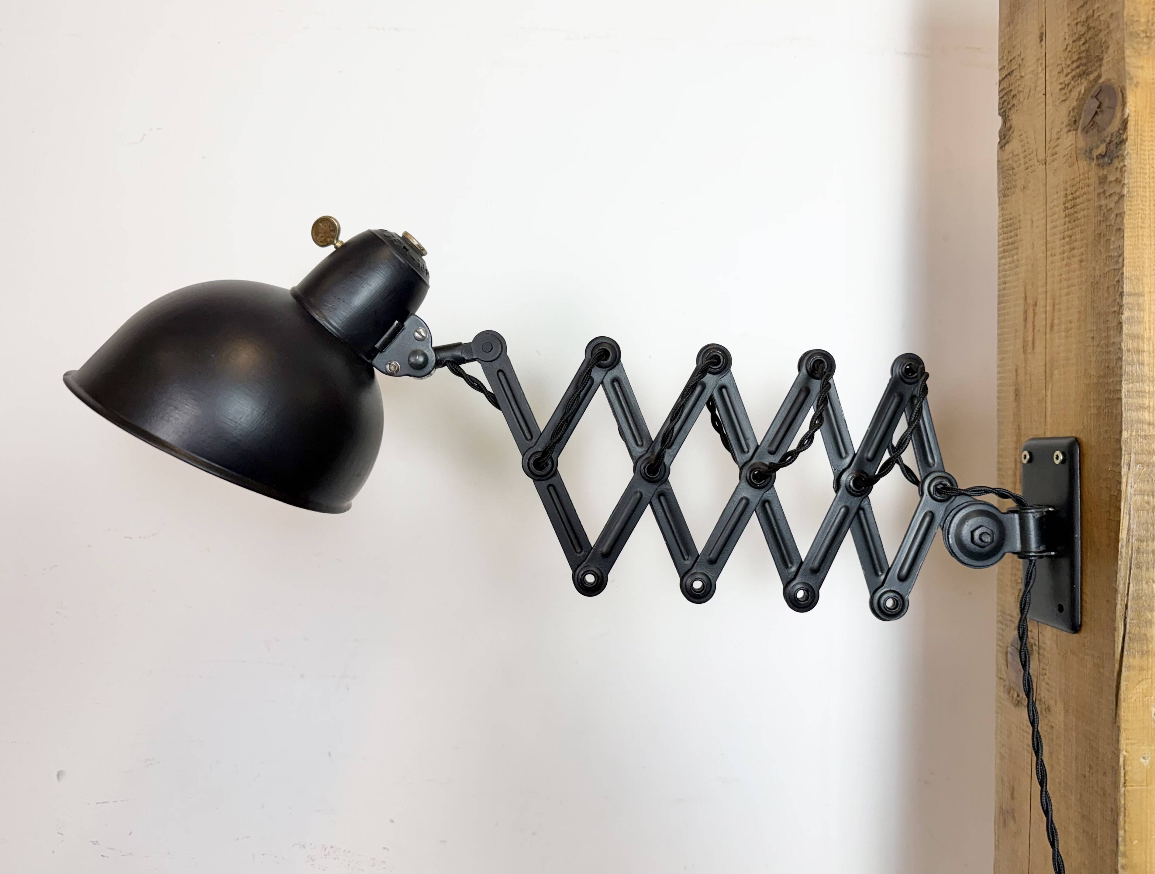 Black Industrial Bauhaus Scissor Wall Lamp from Kaiser Idell, 1930s