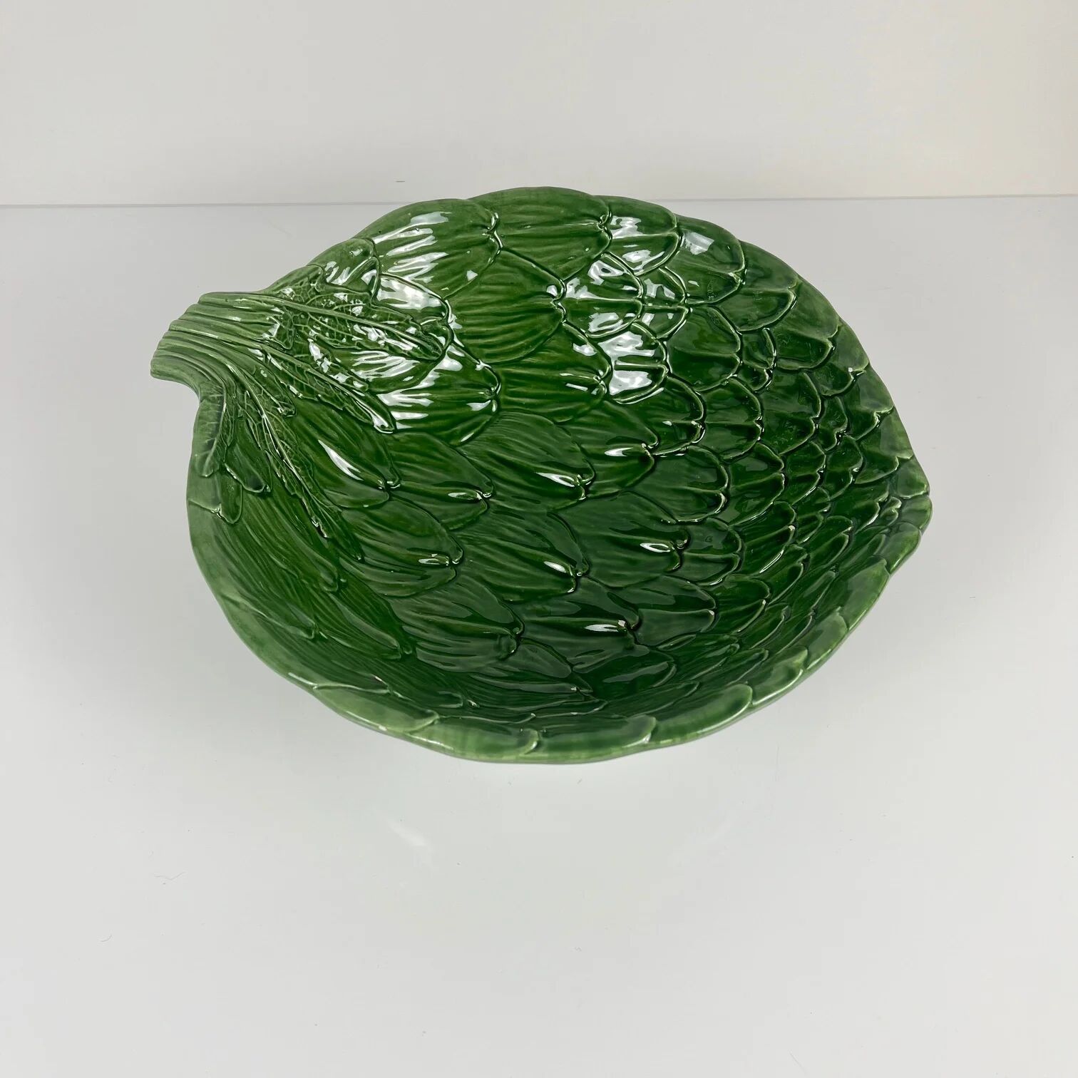 Salad service green leaf artichoke vintage salad bowl + 6 bowls 70s