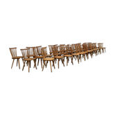 Series of 40 vintage wooden bistro chairs