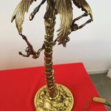 Table lamp gilded bronze palm tree and monkey