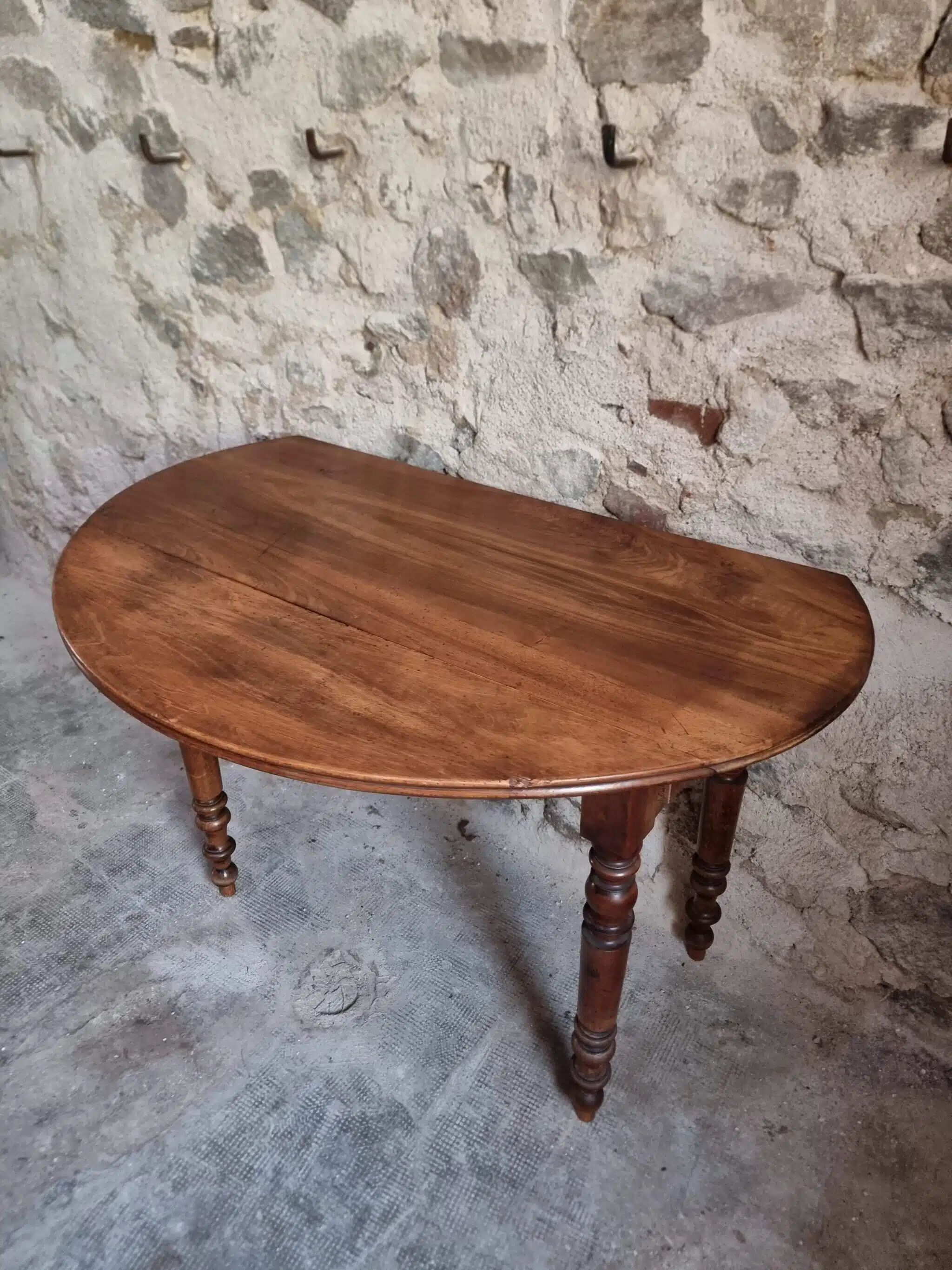 Antique French walnut folding dining table