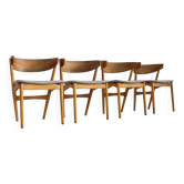Vintage Danish dining chairs model 7 by Helge Sibast 1960s set of 4