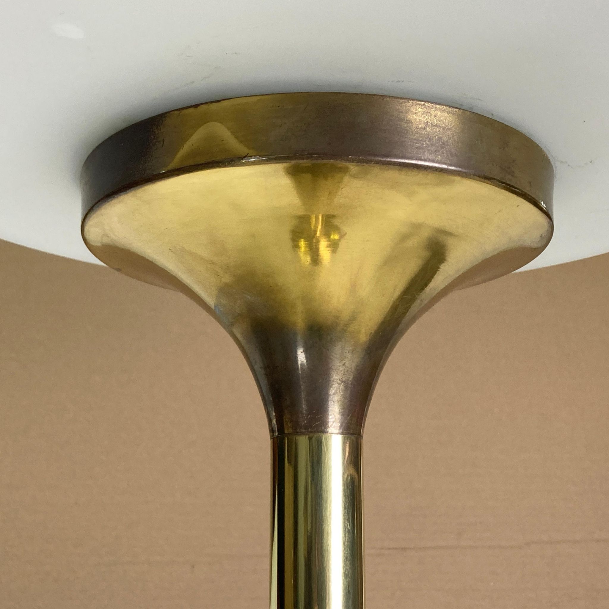Patinated brass Art Deco low floor lamp, 132cm
