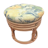 Vintage pouf  in rattan and bamboo