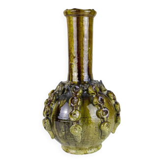 Authentic Tamegroute Pottery Vase – Moroccan Crafts Green Glazed 50cm