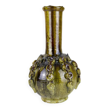 Vase en poterie Tamegroute authentique – Artisanat marocain émaillé vert 50 cm